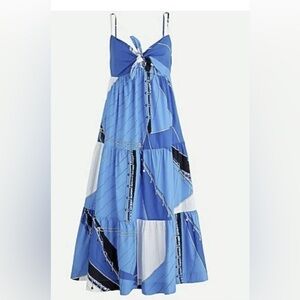 J.Crew Blue Ratti Regatta Tie-Front Midi Dress Sz:6